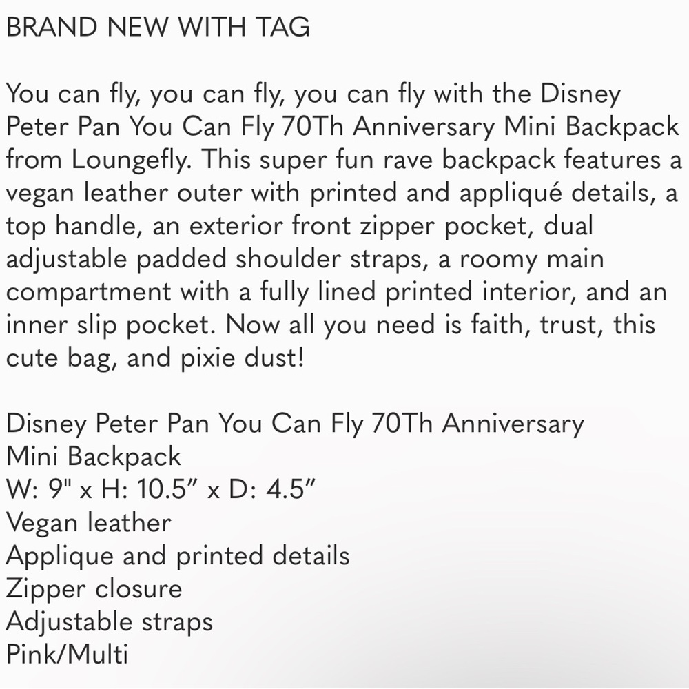 Loungefly Disney Peter Pan 70th Anniversary - Picture 6 of 6
